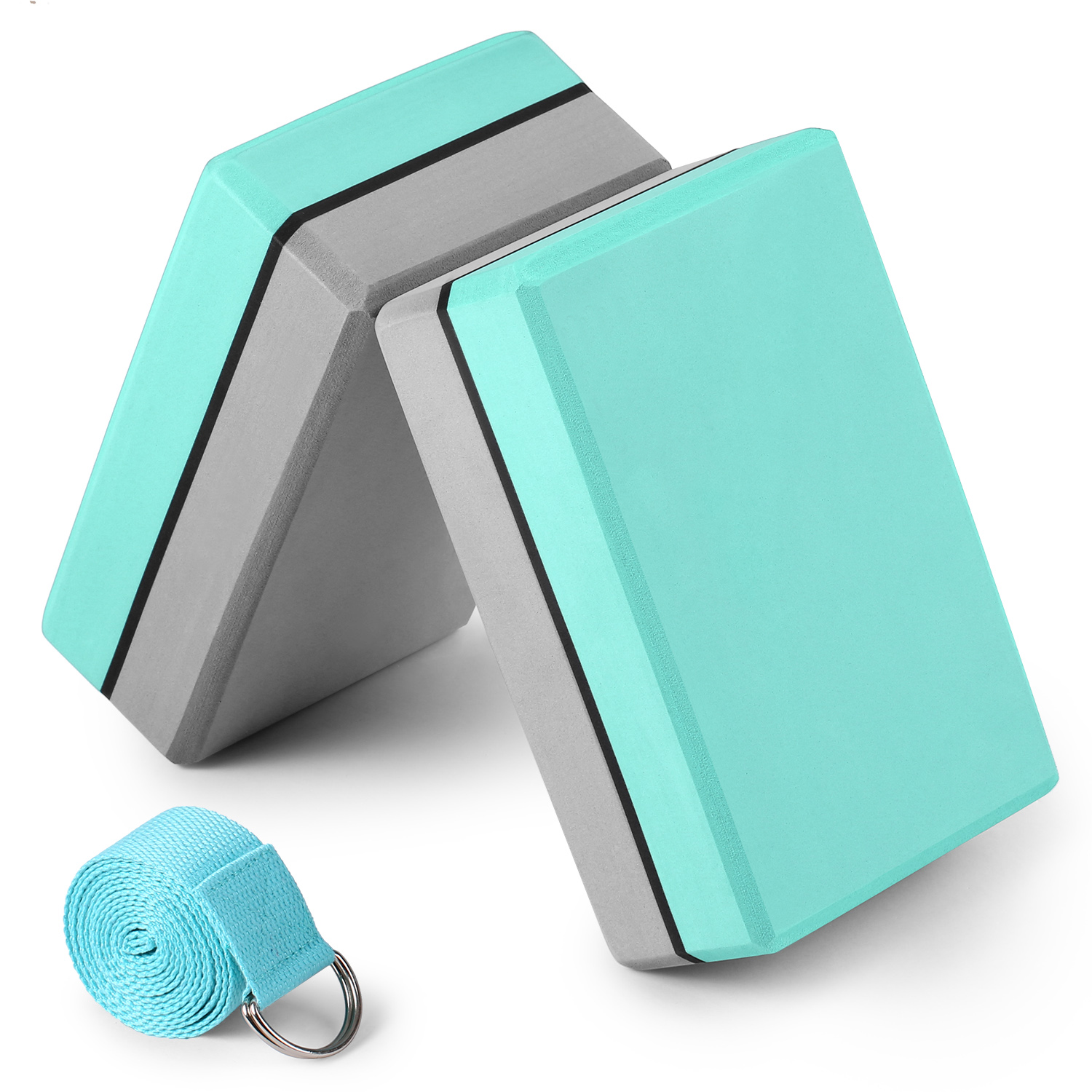 Лидер продаж на Amazon, набор нескользящих двухслойных ремней для йоги с логотипом на заказ, этикеткой EVA