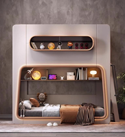 Nouveau modèle 2025, Meilleure vente : Lit mezzanine moderne en MDF avec bureau intégré pour tout-petits, lit superposé simple pour enfants, retour facile pour chambre à coucher
