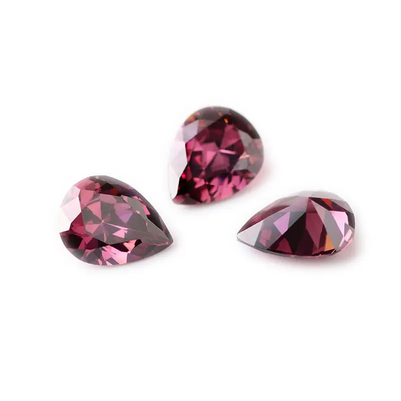 Yüksek kaliteli sınıf toptan 7*9mm armut CZ gevşek taş 19 # Rhodolite renk sentetik kübik zirkonya taş