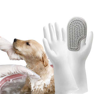 Gants de bain et de massage pour animaux de compagnie, gants de toilettage pour animaux de compagnie, en PVC écologique, imperméables, pour l'élimination des poils - Product Image 1