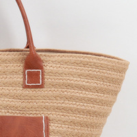 Sac fourre-tout de plage et de marché pour femme, tissé à la main en corde de coton et écorces de maïs naturelles, avec deux poignées, grande capacité et doublure intérieure