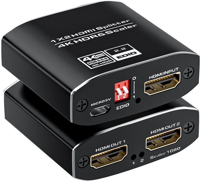 SYONG HDMI 2.0 Splitter 1x2, 4K60Hz Ultra HD Resolution with HDR10, Advanced EDID Management for Projector Laptop Monitor Tablet
