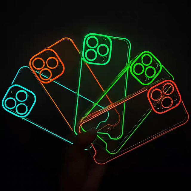 Luxury Transparent Night Light Neon Luminous Soft Phone Case for IPhone 17 Air 16 15 12 13 14 Pro Max Silicone Clear Cover