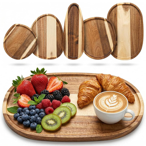 <span class=keywords><strong>Plateau</strong></span> de service unique en bois, léger, ovale irrégulier, en bois d'acacia, pour charcuterie, décoration intérieure, nourriture, café, apéritifs - Product Image 1