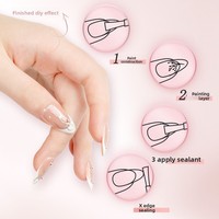 300 pièces de faux ongles tendance à la vente chaude, ongles français pré-faits, vente en gros de faux ongles autocollants avec emballage en boîte