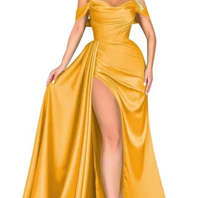 Abito da Cerimonia 2025 a Tinta Unita con Maniche Corte per Donne, Sexy Abito da Ballo con Spalle Scoperte per Cene Formali e Serate Eleganti - Product Image 5