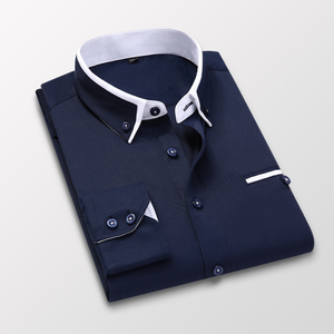 Camicia da Uomo Elegante e Casual a Maniche Lunghe <span class=keywords><strong>Ultimo</strong></span> Design all'Ingrosso in 100% Cotone con Vestibilità Slim Personalizzata - Product Image 2