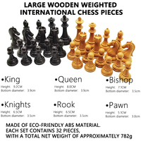 Jeu d'échecs en plastique écologique durable de 19 pouces avec pièces lestées de 9,2 cm, mallette portable pour tournoi professionnel, cadeau