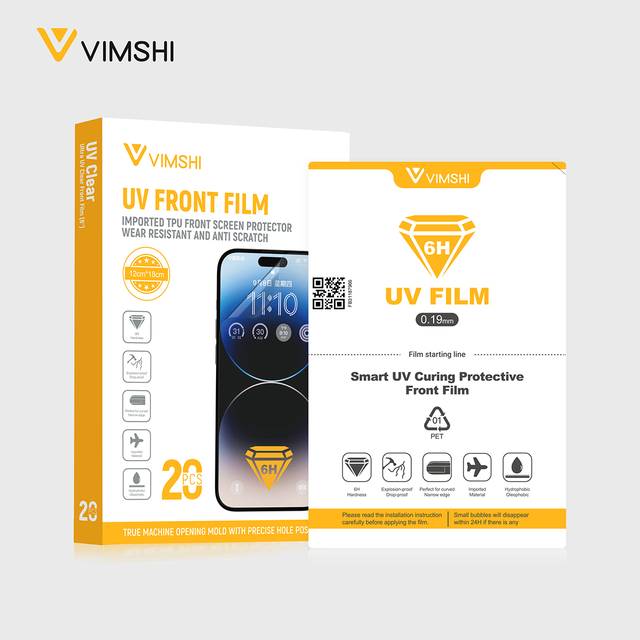 Vimshi HD Soft Pet 12x18cm Anti-Shock UV Light Screen Protector Mobile Phone Curing Hydrogel Film 6H Hardness Glass Free Sample
