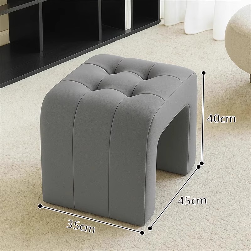 N tabouret en cuir grand gris [40cm de haut]