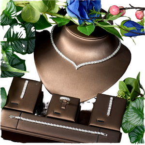 Ensemble de bijoux HIBRIDE pour femmes, boucles d'oreilles, collier et bague en forme de goutte d'eau, plaqué platine, zircone cubique, cadeau de mariage pour femmes, accessoires de bijoux - Product Image 1