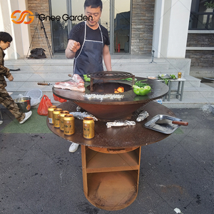 เตาบาร์บีคิวแบบแผ่นเหล็กคอร์เทนสำหรับงานหนัก ใช้เชื้อเพลิงไม้ ได้รับการรับรองมาตรฐาน CE ใช้ได้ทุกฤดู เหมาะสำหรับกลางแจ้ง - Product Image 1