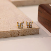 Nouvelles boucles d'oreilles papillon Luxen légères petites boucles d'oreilles papillon en acier inoxydable super fée délicates