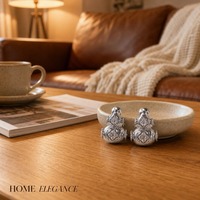 Boucles d'oreilles en forme de gourde en cuivre plaqué argent pour femmes, bijoux en cristal CZ pavé, design porte-bonheur