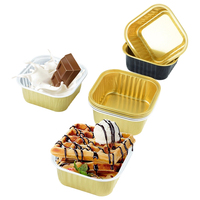 Conteneur carré en aluminium jetable épaissi de 300 ml, moule de cuisson, boîte d'emballage pour desserts et gâteaux, résistant à la chaleur, compatible friteuse à air et four