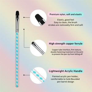 Ensemble de 5 pinceaux professionnels à manche acrylique spiralé coloré haute élasticité pour nail art, avec étui à paillettes, pour gel UV et peinture DIY - Product Image 2