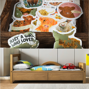 Boîte de 30 autocollants en papier à thème vache des Highlands écossaise, pour la décoration de carnets d'étudiant, autocollants auto-adhésifs découpés - Product Image 2