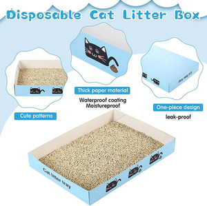 Bac à litière jetable pour chat Bac à litière pliable pour chat de voyage Papier de revêtement étanche Boîte à litière pour chat à faible entrée - Product Image 4