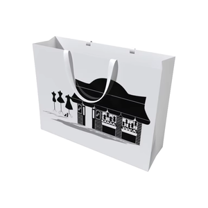 Sacchetto regalo di carta bianca di lusso con manico a nastro in cartone bianco per abbigliamento con candela artigianale carta artistica - Product Image 4