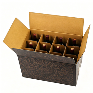 Caja de Vino de Cartón Corrugado Reciclable de Tamaño Personalizado a Precio de Fábrica, para 12 Botellas, con Divisores - Product Image 1