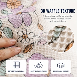 Custom Print Your Own Design 95%Cotton 5%Spandex Cotton Waffle Weave Fabric Cotton Waffle Fabric for t Shirts NO MOQ Sample Free - Product Image 2