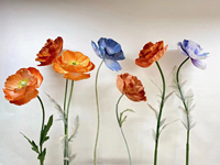 E-007 Luxus Hochzeits dekor Washi Papier Rose Mohn chinesisches Papier Riesen blume für Decken wand führende Straßen dekoration