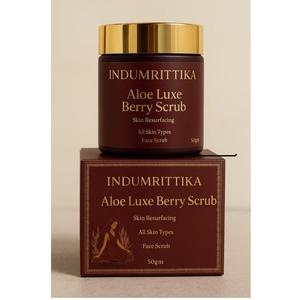 Indumrittika Aloe Luxe Berry Scrub with Gold Lid for Skin <b>Polishing</b> Exfoliation and Natural Glow Brightening Beauty Care Routine - Product Image 1