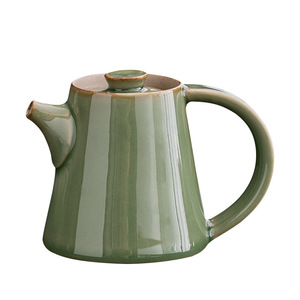 Retro Style Ceramic Teapot Bamboo Green Glazed Hand Held With Lid Yue Kiln Celadon Kung Fu <b>Tea</b> <b>Set</b> Single <b>Pot</b> - Product Image 5