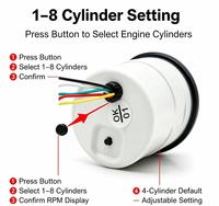 Tachometer Digital LED Putih dengan Latar Belakang Hitam 2 Inci 52mm Baru untuk Kendaraan 1-8 Silinder 0-8000 RPM.