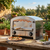 Oven Pizza Luar Ruangan Stainless Steel Portabel Berbahan Bakar Gas dengan Termometer untuk Halaman Belakang/Teras