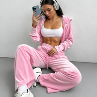 Setelan Olahraga Wanita Y2K Streetwear, Hoodie Pendek Beludru dan Celana Kulot, Setelan Loungewear 2 Potong