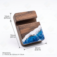 Support de téléphone en bois haut de gamme, résine océanique 3D, bambou massif, moderne et élégant, support de bureau pour smartphone, promotionnel pour entreprises