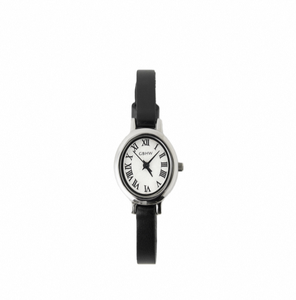 Reloj de Pulsera de Cuero Clásico Ellipse GBHW, Reloj de Cuarzo de Lujo Plateado y Negro, Elegante Reloj Analógico para Mujer - Product Image 1
