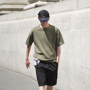 Camiseta holgada a la moda para hombre, camisetas de entrenamiento atlético con cuello redondo, Camiseta básica de algodón Premium de manga corta de peso pesado - Product Image 2