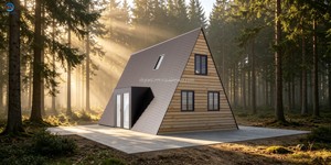 <span class=keywords><strong>Casa</strong></span> Prefabricada Moderna <span class=keywords><strong>en</strong></span> Forma <span class=keywords><strong>de</strong></span> A con Extensión Lateral Triangular, Cabaña Pequeña para Resort y Camping - Product Image 4