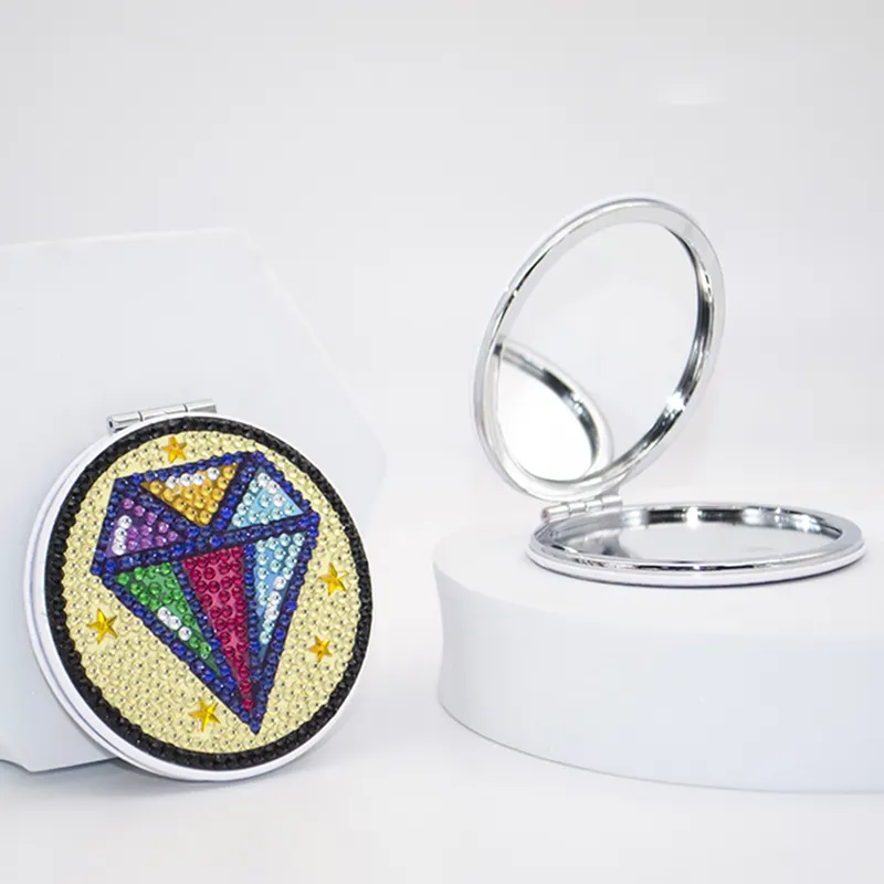 Nuovo Diy Diamond Painting specchio rotondo pieghevole stampe di diamanti colorati specchio per il trucco portatile da donna per principianti