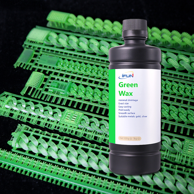 IFUN Liquid Photopolymer Resin 1000g Green Color 100% Purity High Precision Easy-Casting 0.1mm Curing Depth LCD/DLP 3D Jewelry