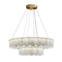 Suspension rectangulaire moderne de luxe en marbre et cuivre avec LED, angle de faisceau 360°, intensité réglable pour tables à manger et îlots de cuisine
