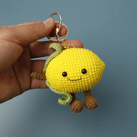 Porte-clés créatif en peluche tissé à la main, personnalisé, motif citron, Toyslabubuer, pendentif animal avec design citron
