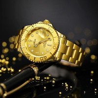 Montre mécanique avec boîtier en alliage de zinc, bracelet en acier inoxydable, style yacht, cadran analogique pour homme avec fermoir papillon