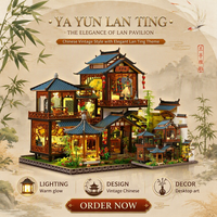 Hamaileon - Fabrication directe d'usine - Kit de maison miniature décorative LED de style chinois classique - DIY - Pavillon traditionnel - Puzzle en bois 3D
