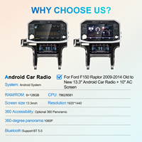Autoradio Android avec écran tactile de 13,3 pouces pour Ford F150 Raptor 2009-2014, multimédia, Carplay, navigation audio, unité de panneau de climatisation