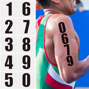 White Outline Race Number Temporary <b>Tattoo</b> Stickers Eco Friendly Waterproof Sport <b>Tattoo</b> for Arm Hand Leg Face - Product Image 1