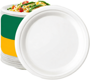 Assiettes en bagasse de canne à sucre 6 et 9 pouces, compostables, pour desserts et gâteaux, pour boulangeries et services de restauration - Product Image 1