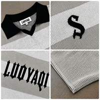 Pull en tricot à col rayé décontracté personnalisé, maillot de rugby, maillot de football, polo pour homme
