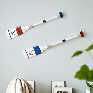 Mediterranean Style Wooden Oars Wall Decor 68 Cm <b>Red</b> Blue Dual Side Home Decoration Pine <b>Material</b> 2Pcs - Product Image 2