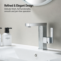 Robinet de lavabo de salle de bain moderne en alliage de zinc et céramique, à montage sur comptoir, avec bec rotatif à 360°, mitigeur monocommande eau chaude/froide, monotrou