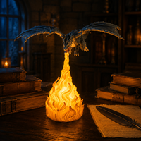 Lampe de nuit en forme de dragon imprimée en 3D, lampe à cracher du feu pour la chambre à coucher, le bureau, les fans de fantaisie, éclairage décoratif