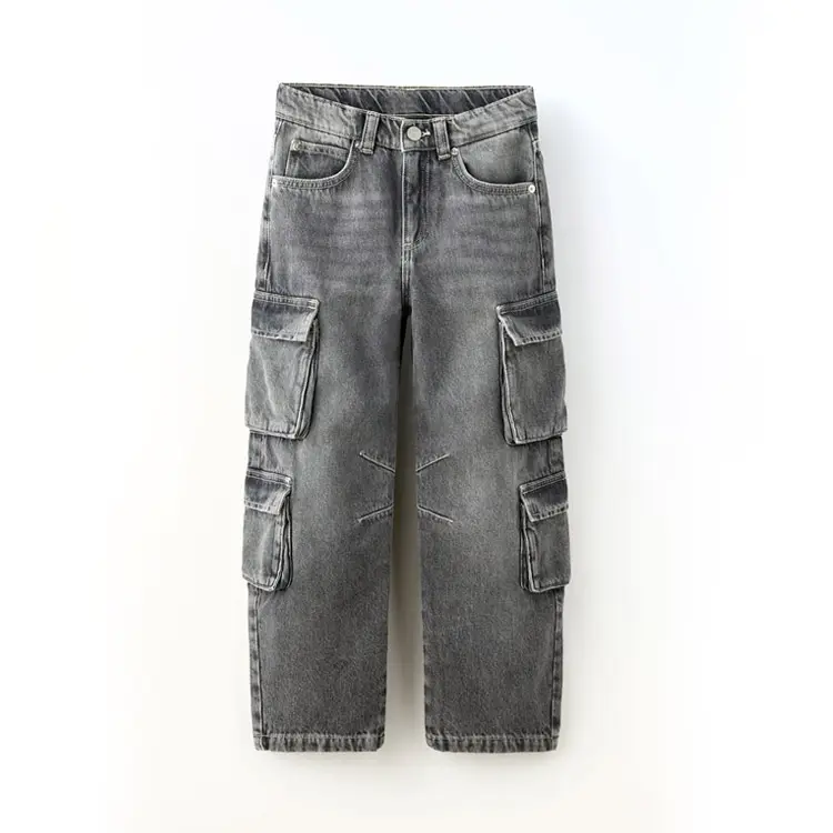 New design kids denim jeans full length kids black cargo boys jeans Children's Clothing