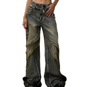 Pantalons en denim lourd sur mesure, jeans vintage, surdimensionnés, style Y2k, streetwear, pantalons en denim délavés pour hommes - Product Image 2